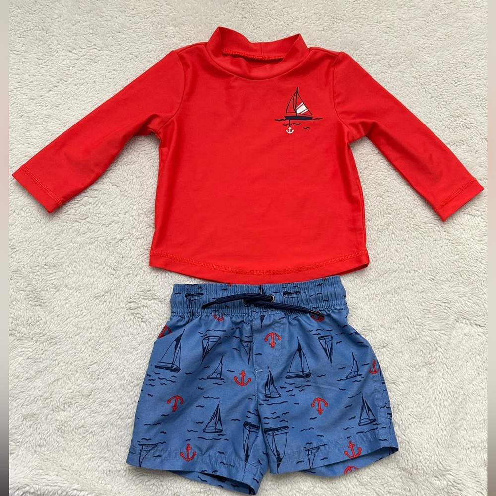 Boys swimsuit Sailor Rash Guard Set